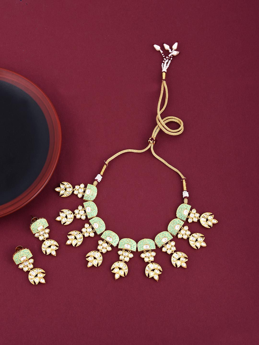 Enamelled Designer Necklace Set