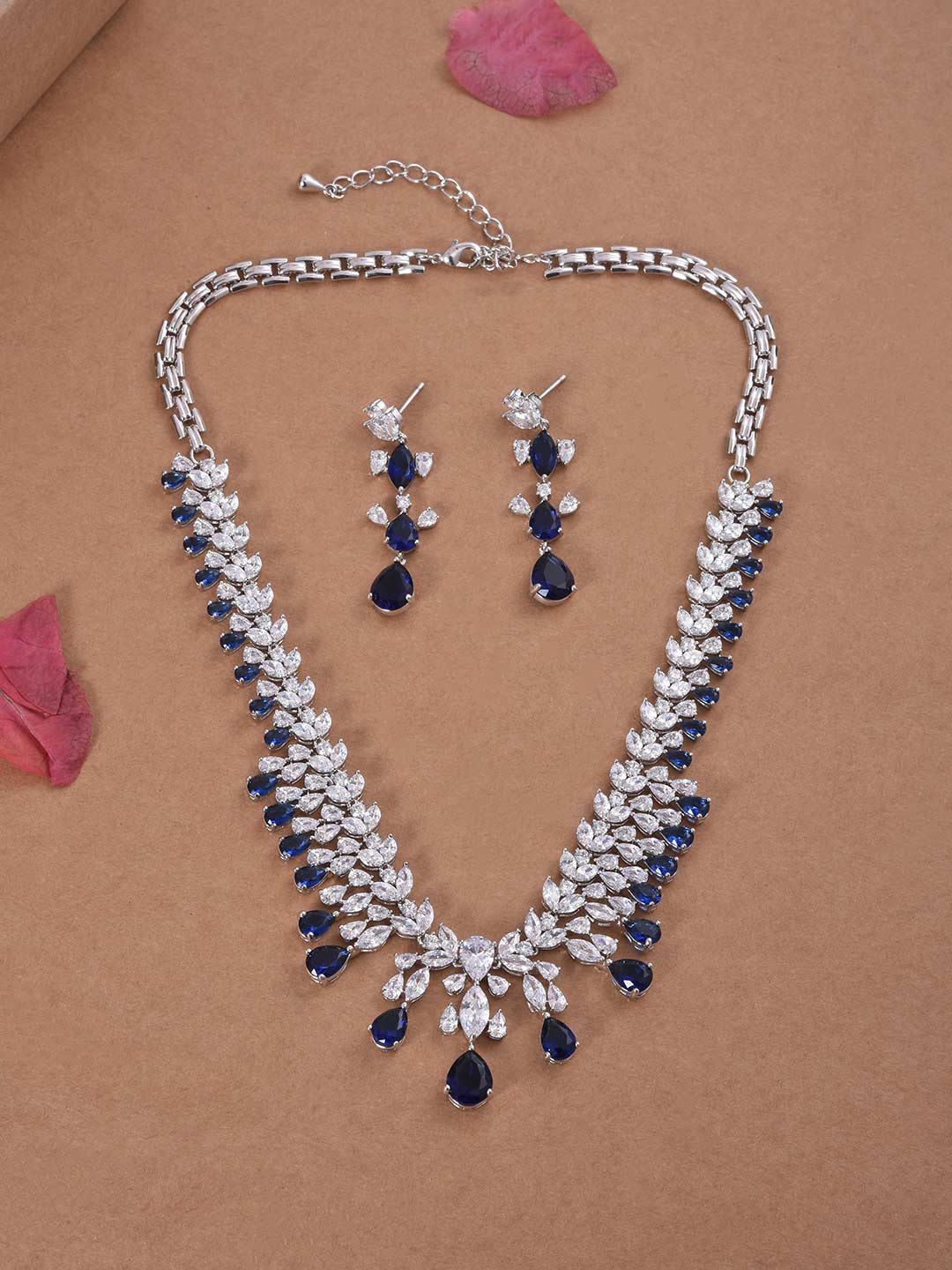Blue Colored Stone Designer Necklace Set