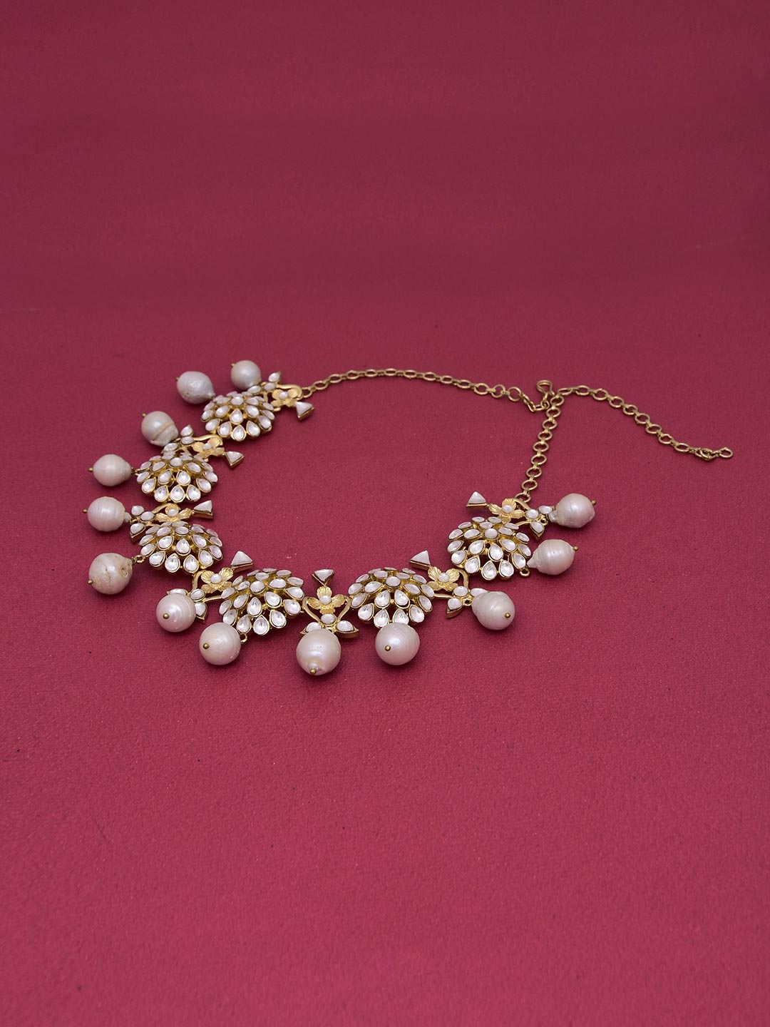 Hand Made Kundan Polki and Pearls Necklace Set