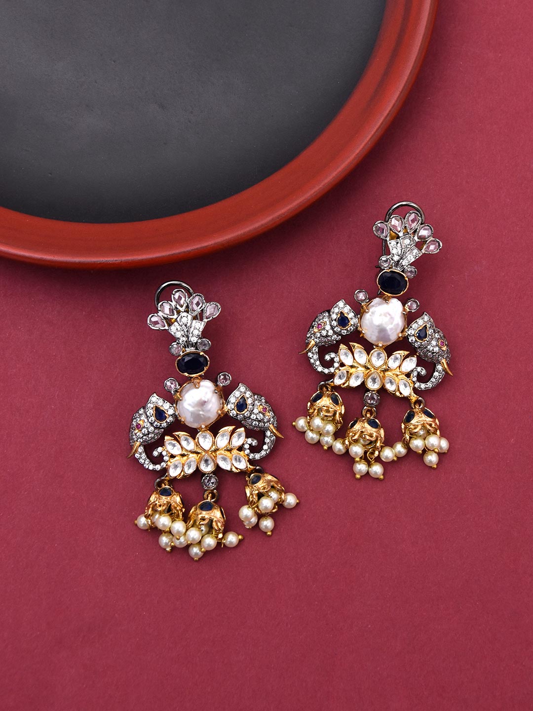 Designer Kundan Polki Pearls Hand Crafted Necklace Set