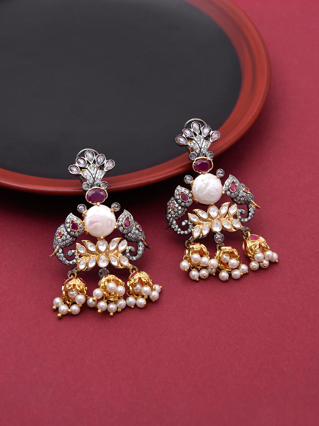 Designer Kundan Polki Pearls Hand Crafted Necklace Set