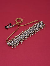 Kundan Polki Colored Stones Pearls Choker Necklace Set