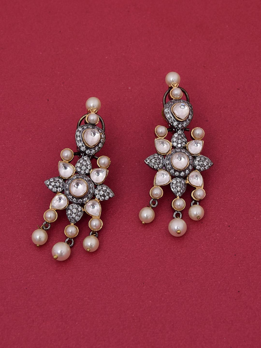 Kundan Polki Colored Stones Pearls Choker Necklace Set