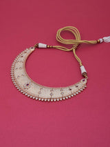 Floral Emboss Ivory White Enamelled Designer Necklace Set