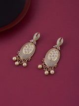 Bridal Ivory White Enamelled Red Colored Stone Necklace Set