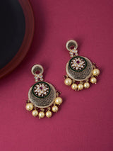 Floral Enamelled Pearls Choker Necklace Set