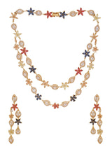 Floral Multi Colored Stones Designer Necklace Set