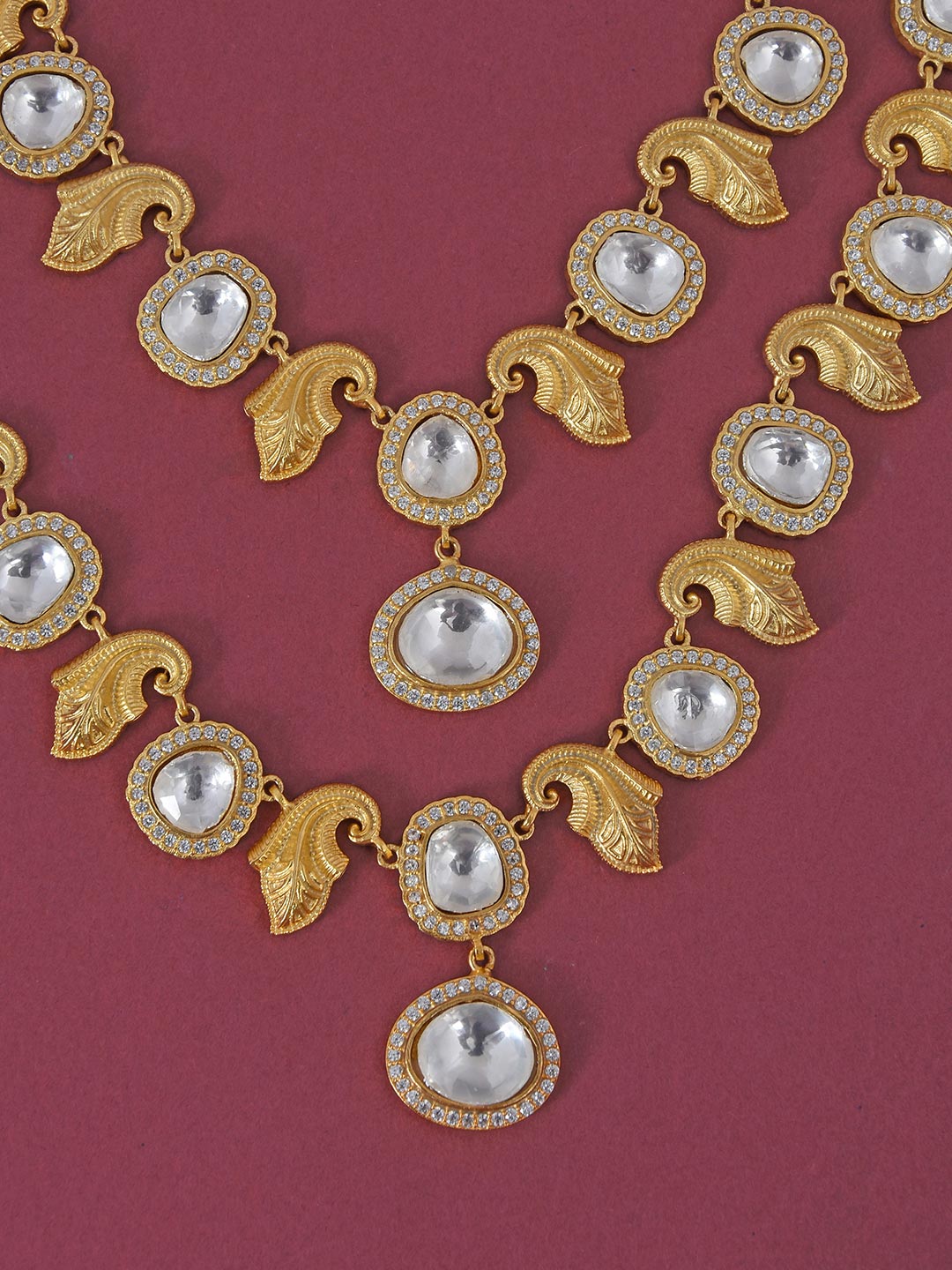 Bhavya Ethnic Motif Polki Layered Necklace Set