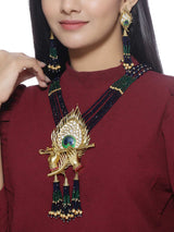 Lord Krishna Symbolic Blue and Green Stones Necklace Set