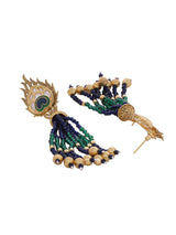 Lord Krishna Symbolic Blue and Green Stones Necklace Set