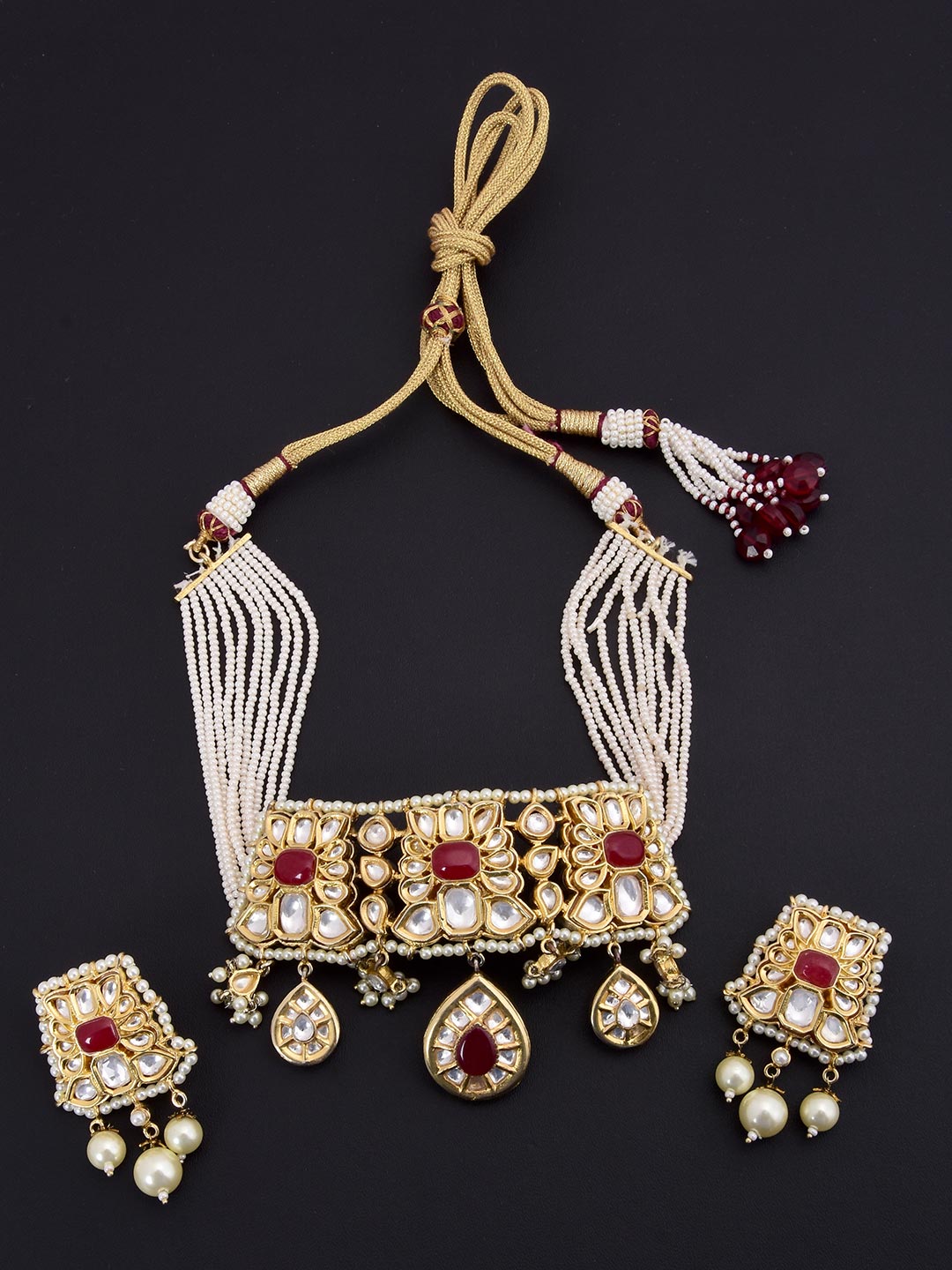 Traditional Kundan Meena Choker Necklace Set