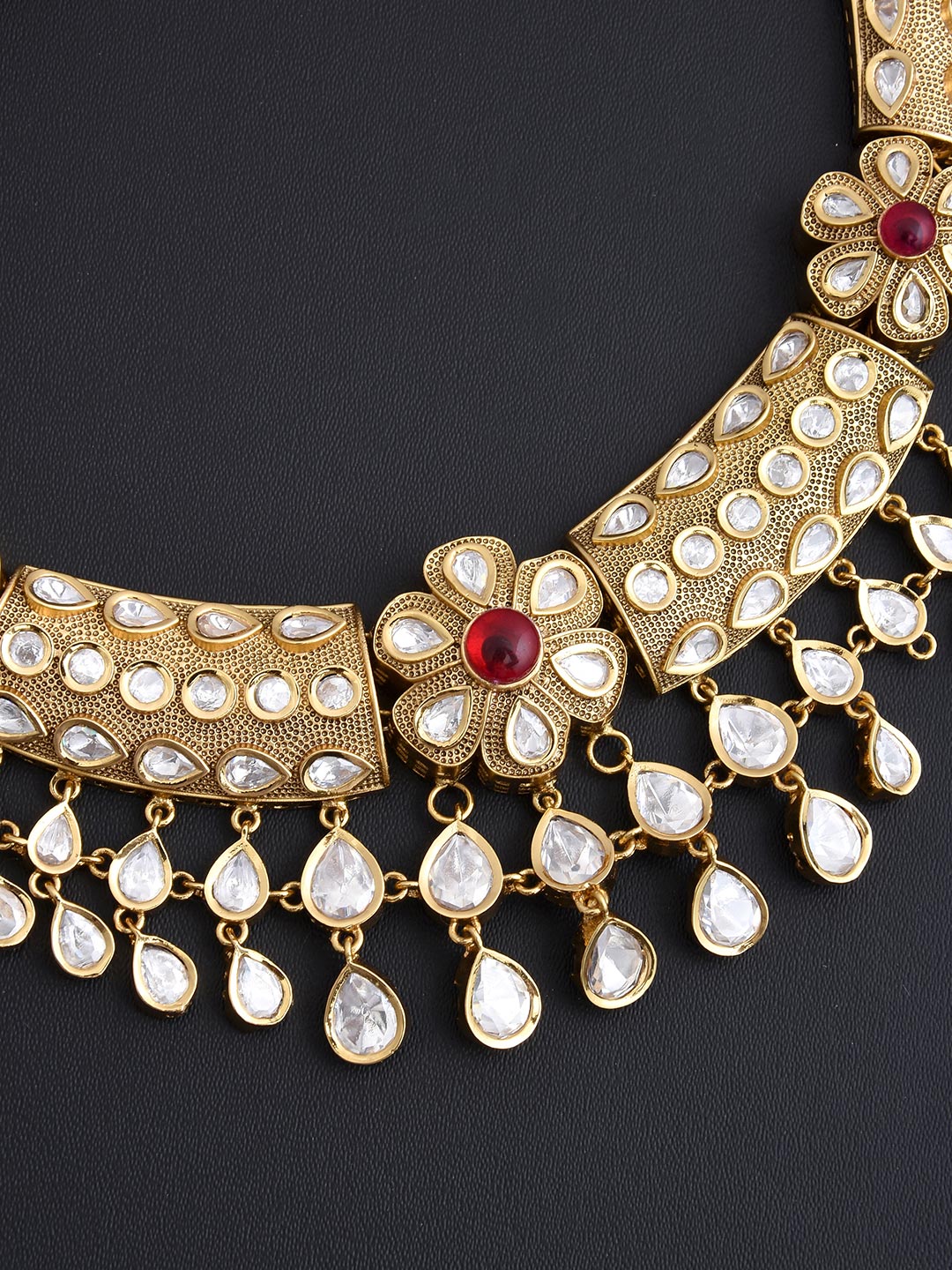 Floral Kundan Meena Designer Necklace Set