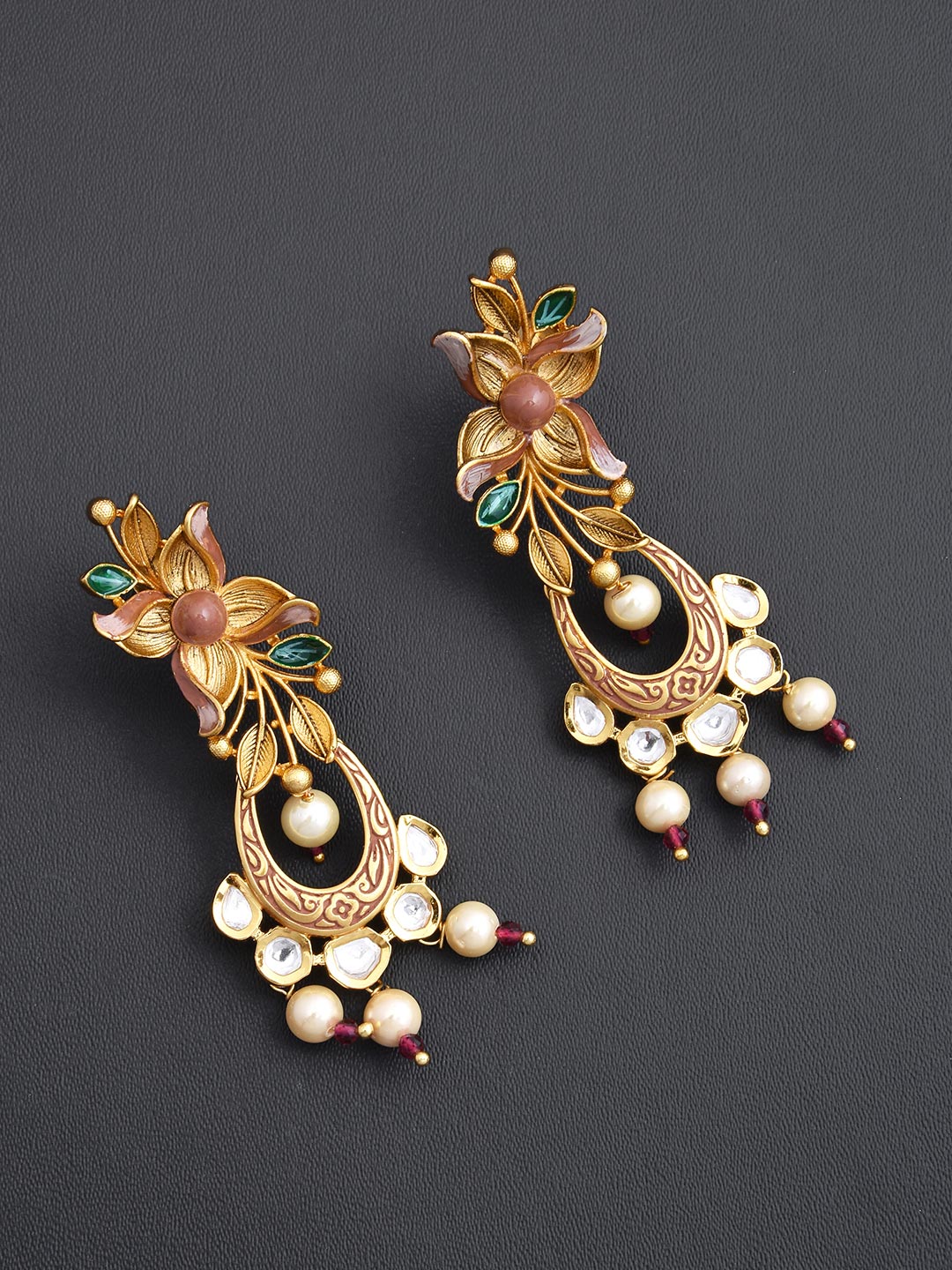 Floral Enamelled Designer Necklace Set