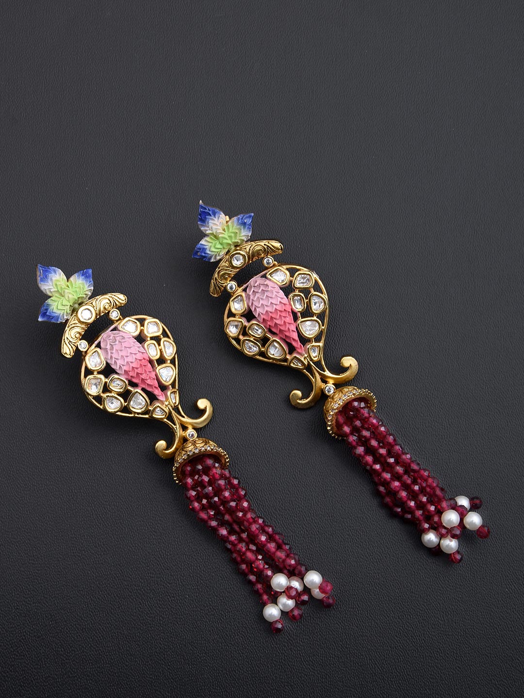 Floral Enamelled Designer Necklace Set
