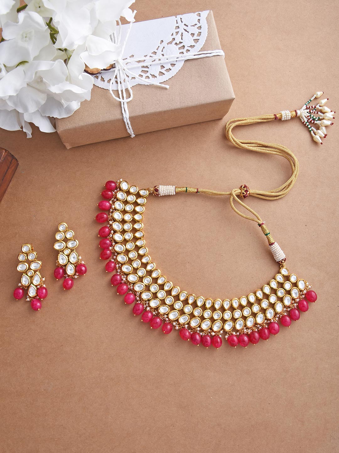 Traditional Kundan Meena Choker Necklace Set