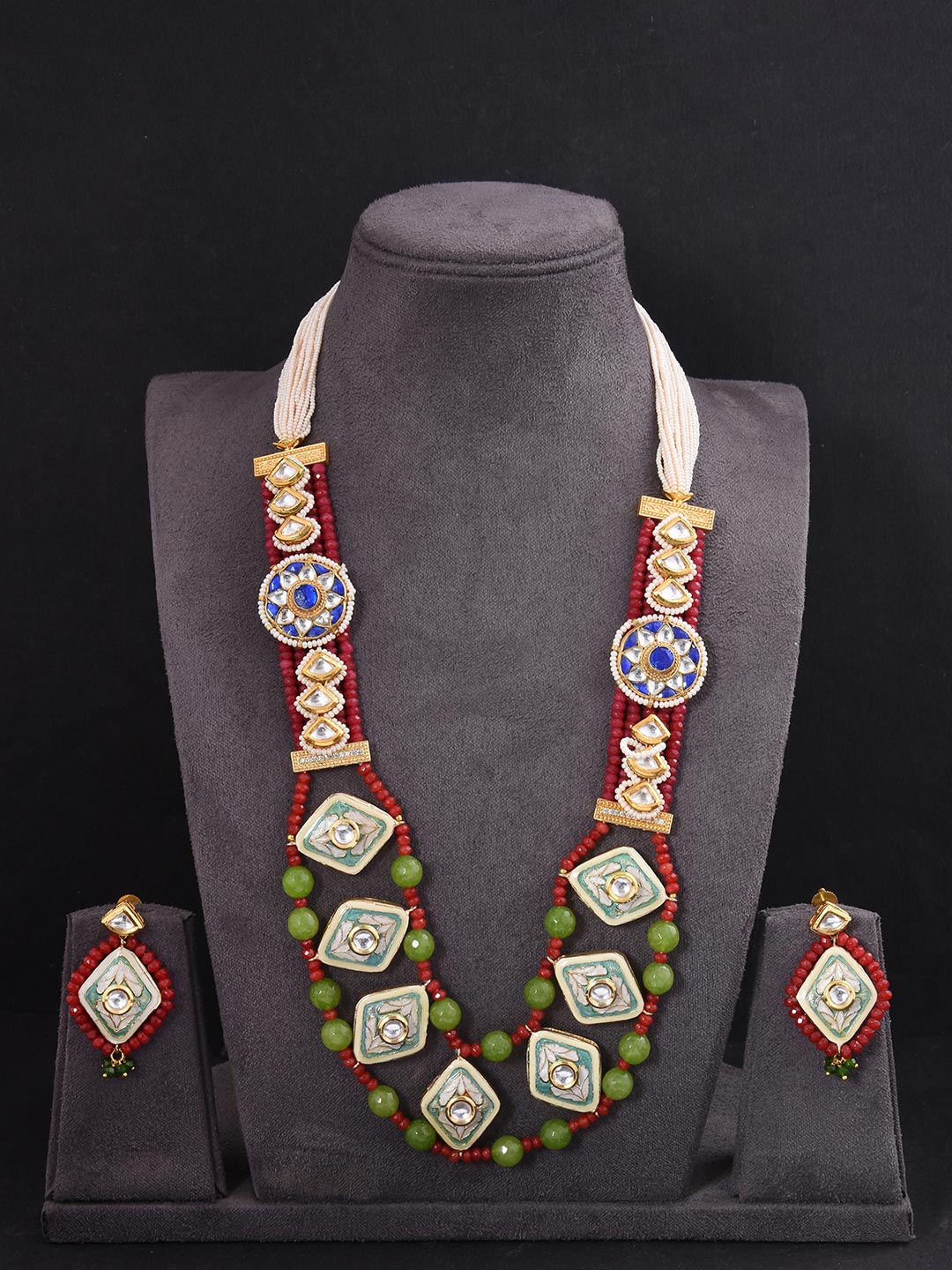 Floral Enamelled Designer Necklace Set
