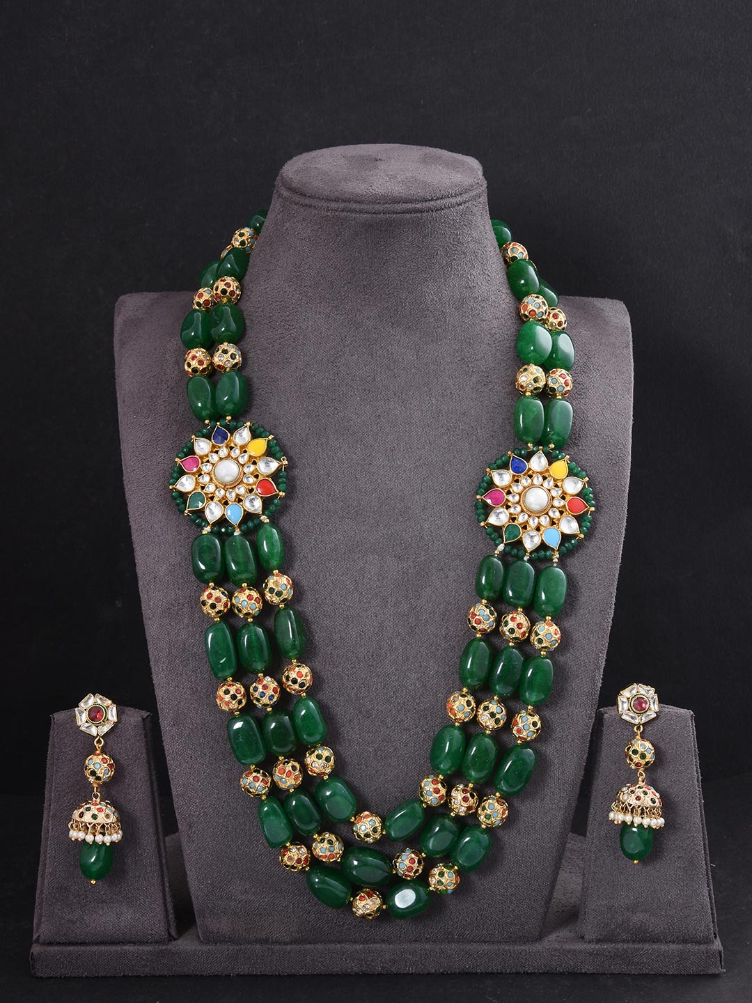 Contemporary Colored Stone Beaded Necklace Set