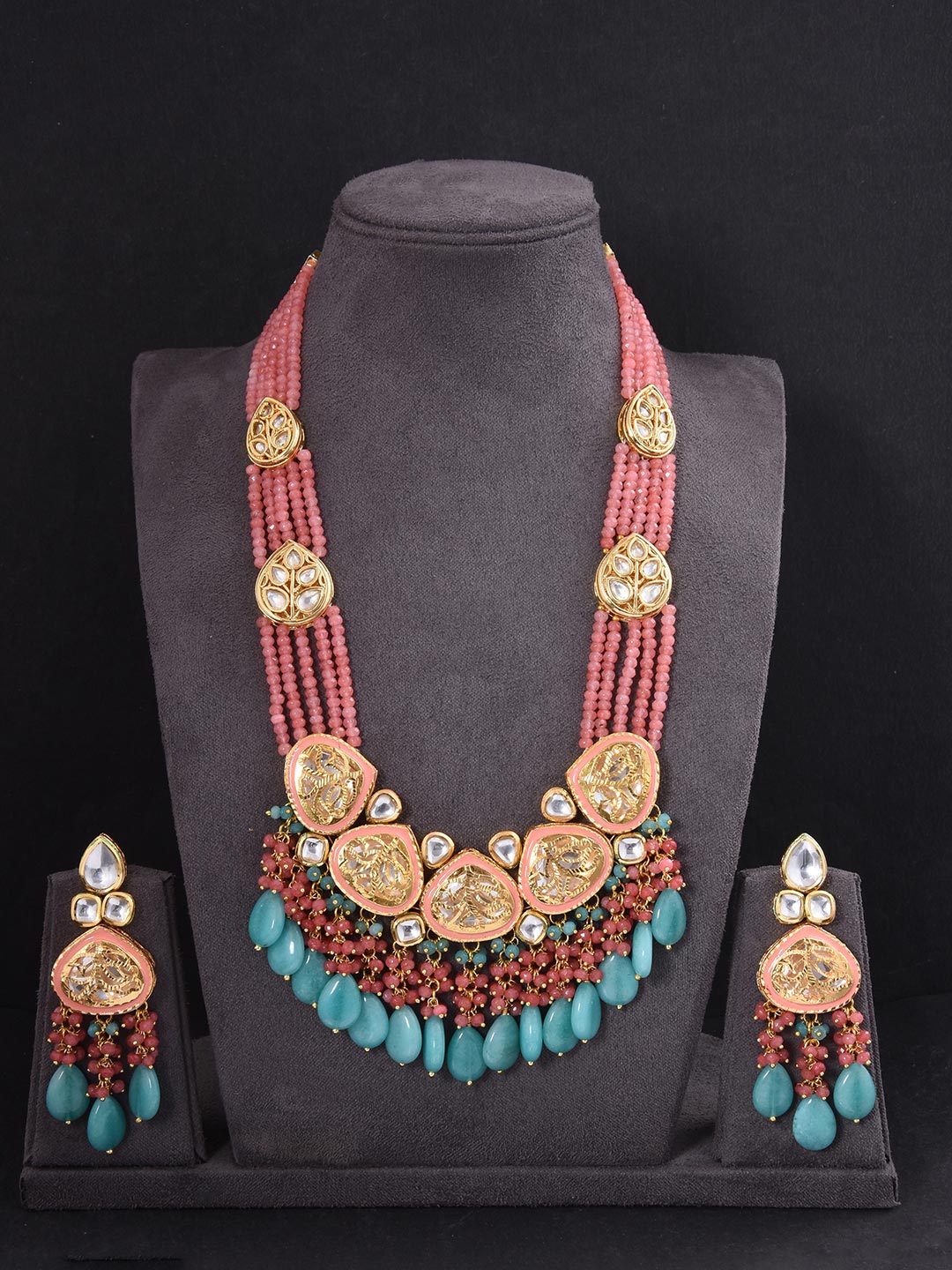 Floral Enamelled Designer Necklace Set