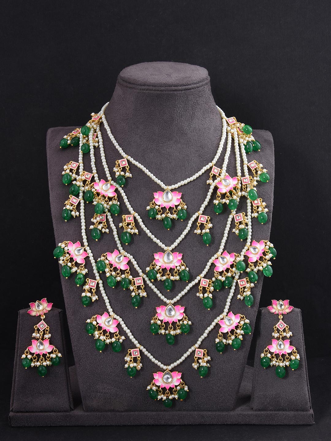 Floral Enamelled Designer Necklace Set