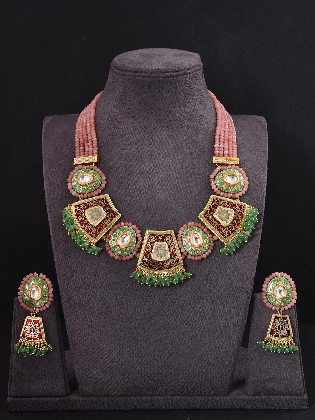 Floral Enamelled Designer Necklace Set