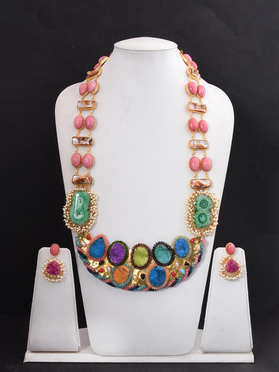 Contemporary Colored Stone Designer Necklace Set
