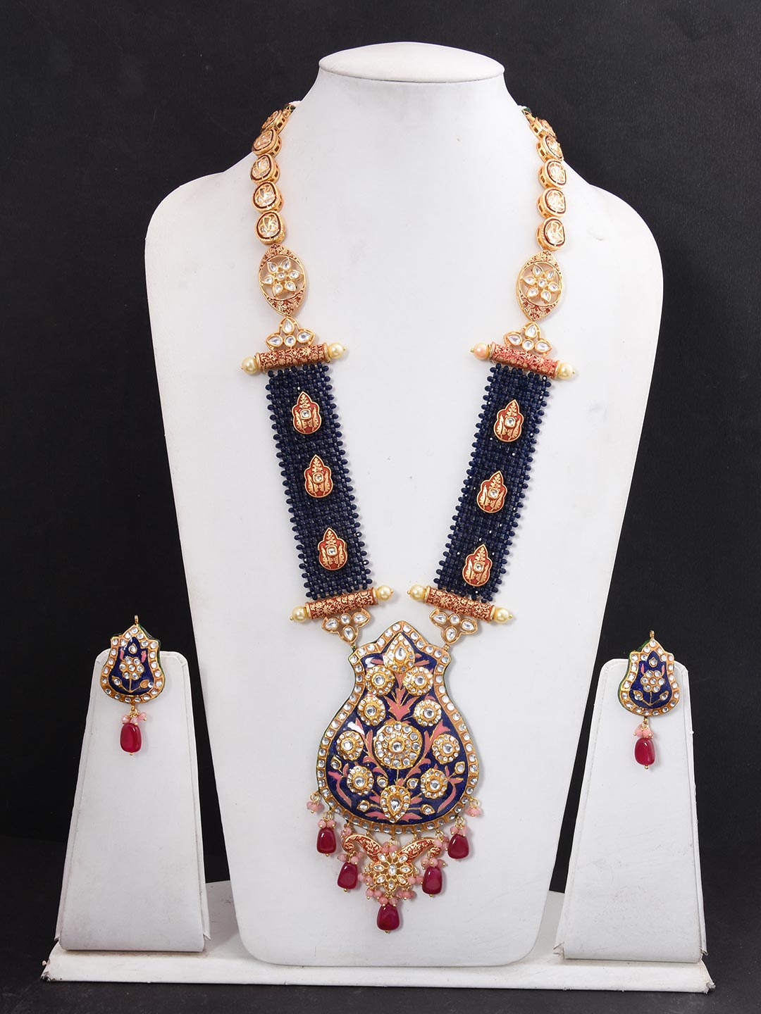 Floral Enamelled Designer Necklace Set