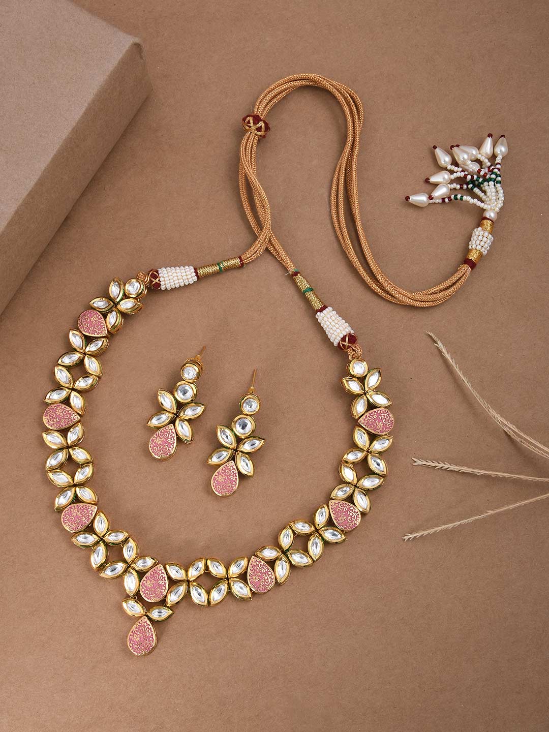 Floral Enamelled Traditional Necklace Set