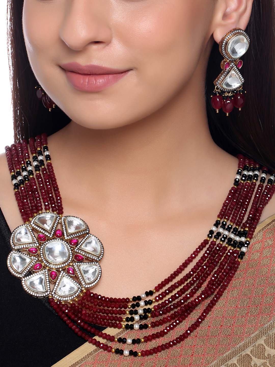 Traditional Colored Stone Designer Necklace Set