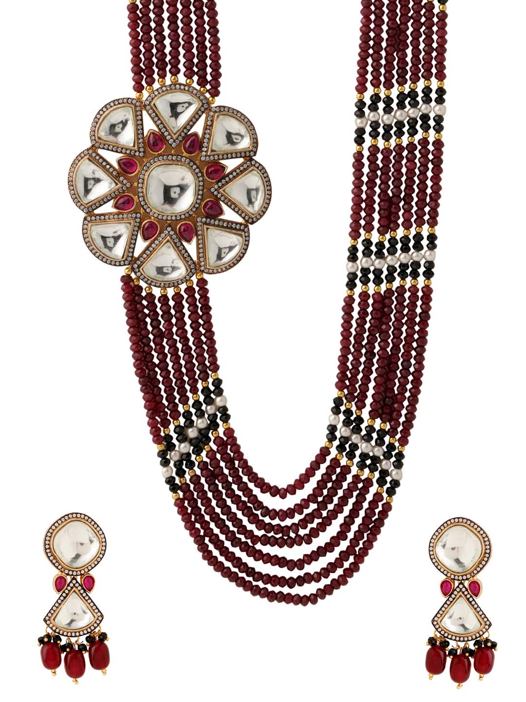 Traditional Colored Stone Designer Necklace Set