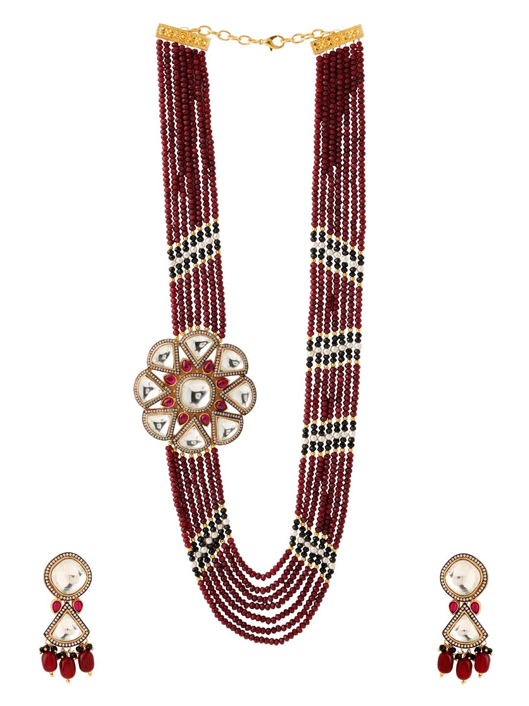 Traditional Colored Stone Designer Necklace Set