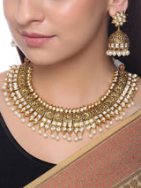 Floral Kundan Meena Designer Necklace Set