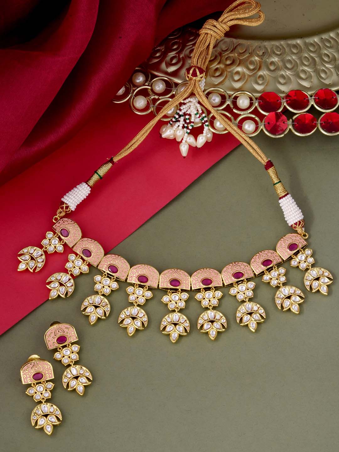 Traditional Enamelled Choker Necklace Set