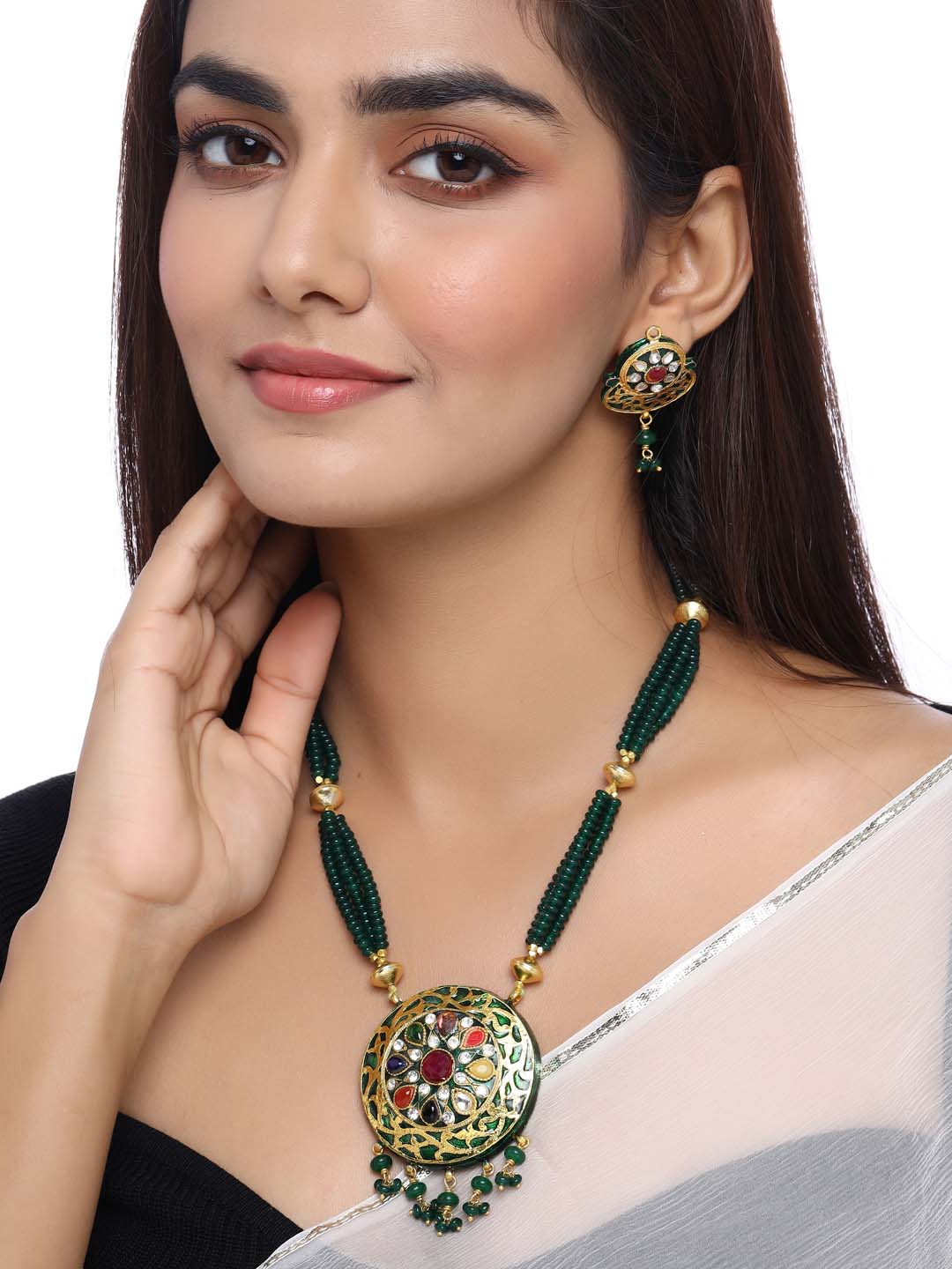 Traditional Enamelled Beaded Necklace Set
