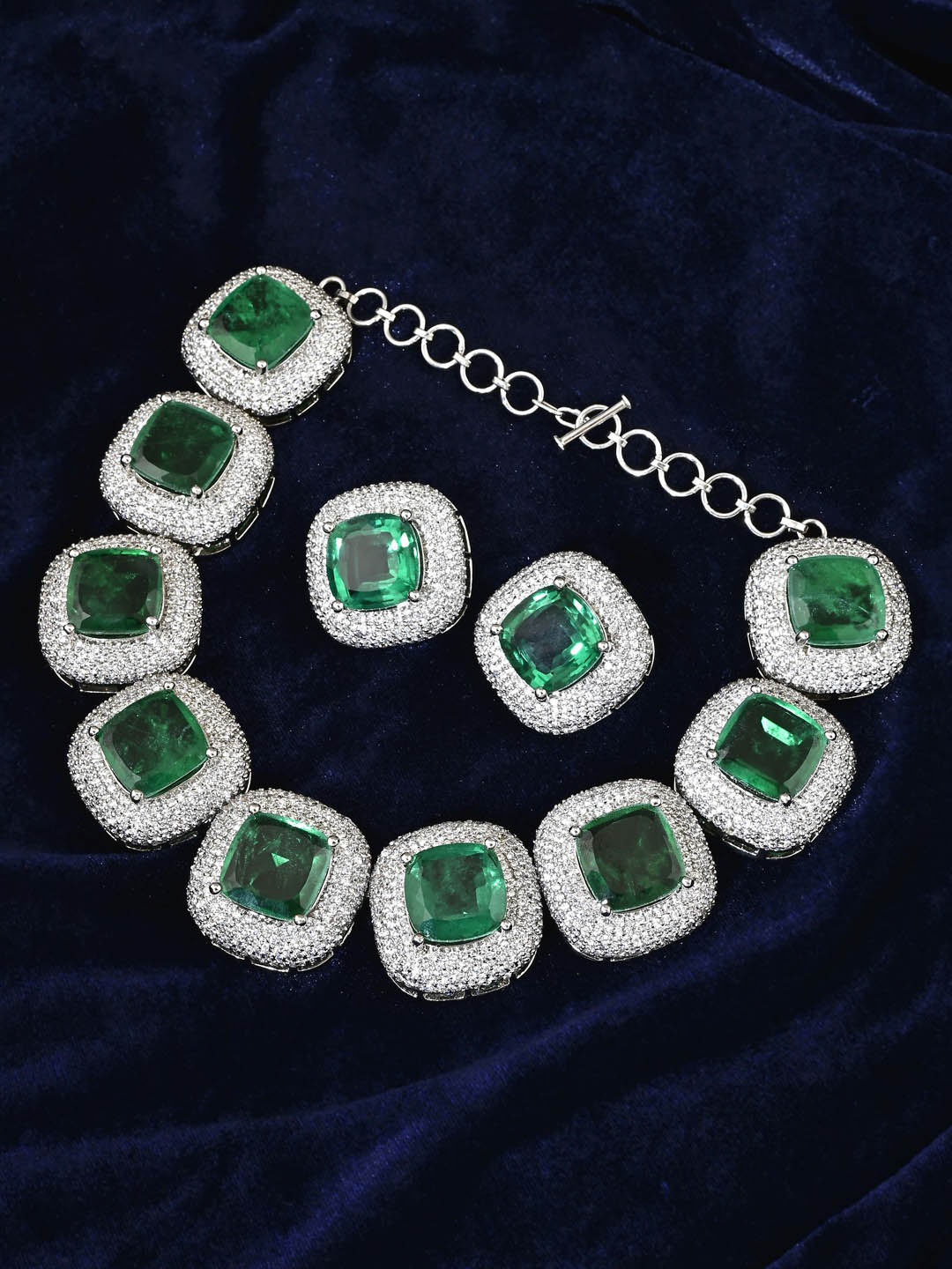 Contemporary Colored Stone Choker Necklace Set