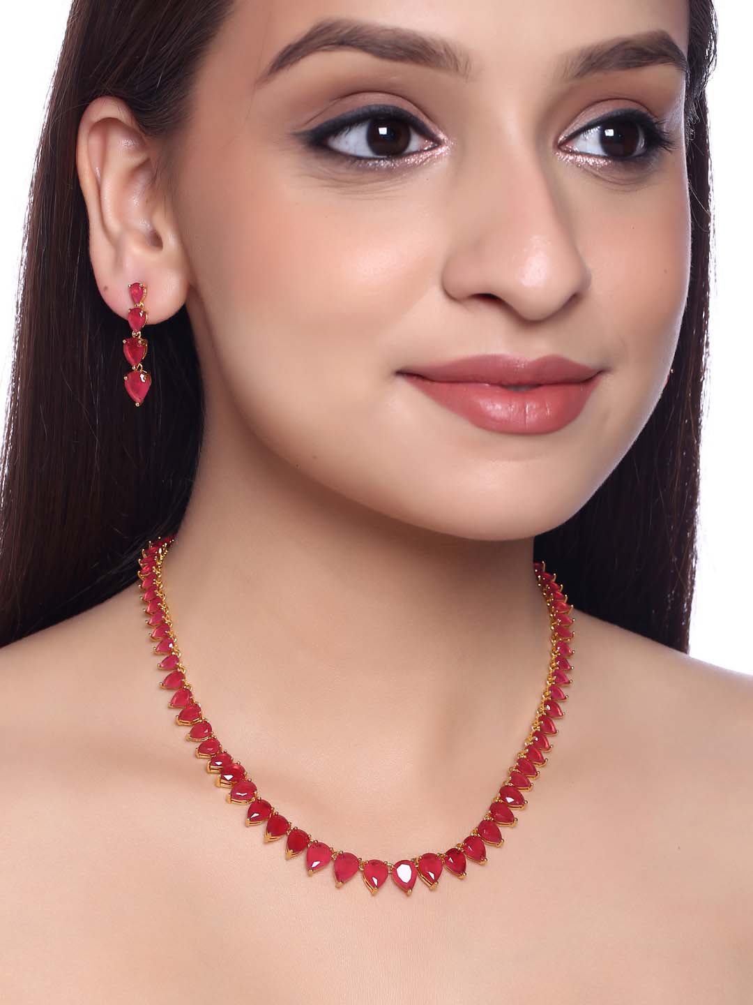 Classic Colored Stone Designer Necklace Set
