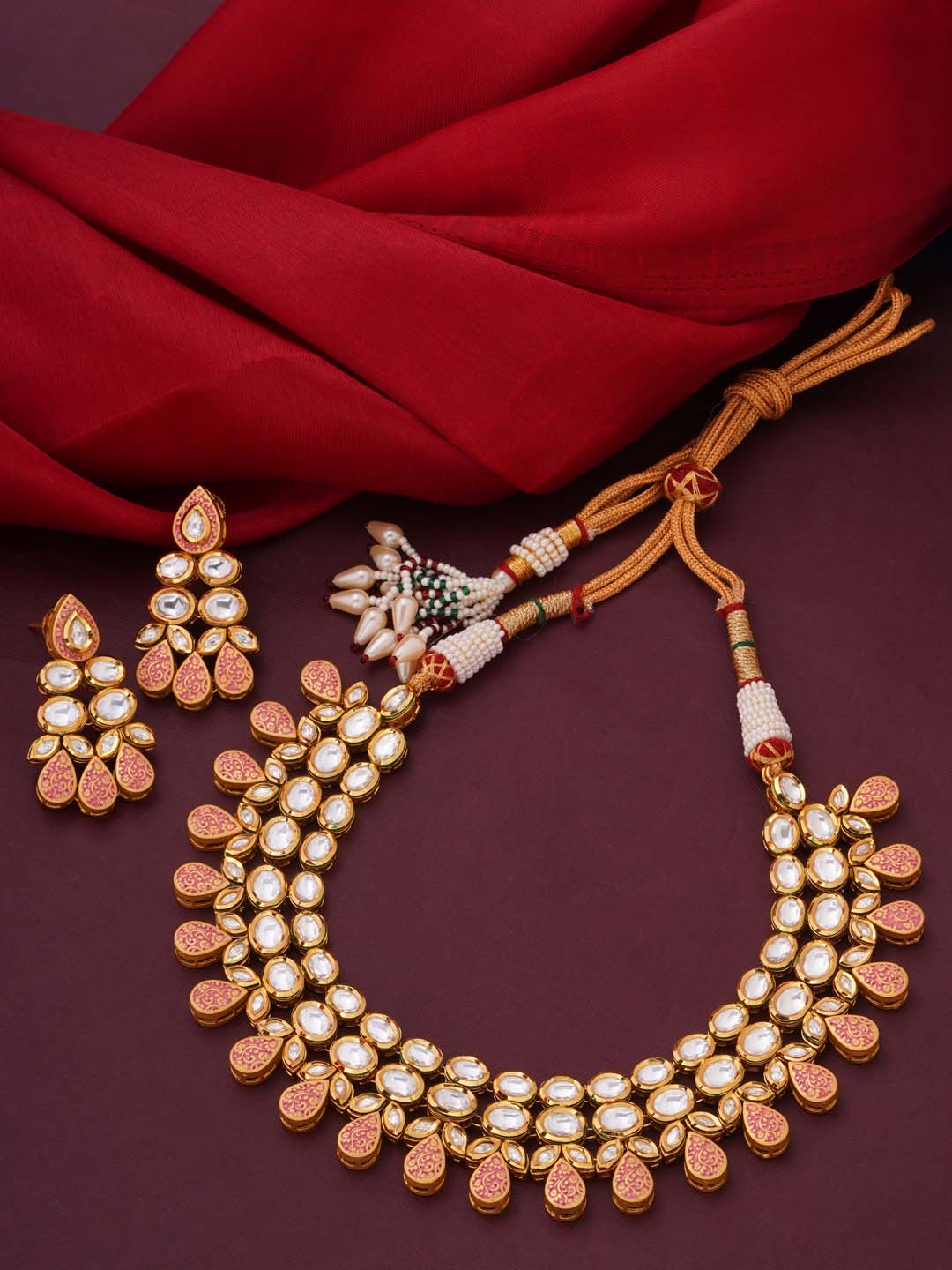 Floral Enamelled Traditional Necklace Set