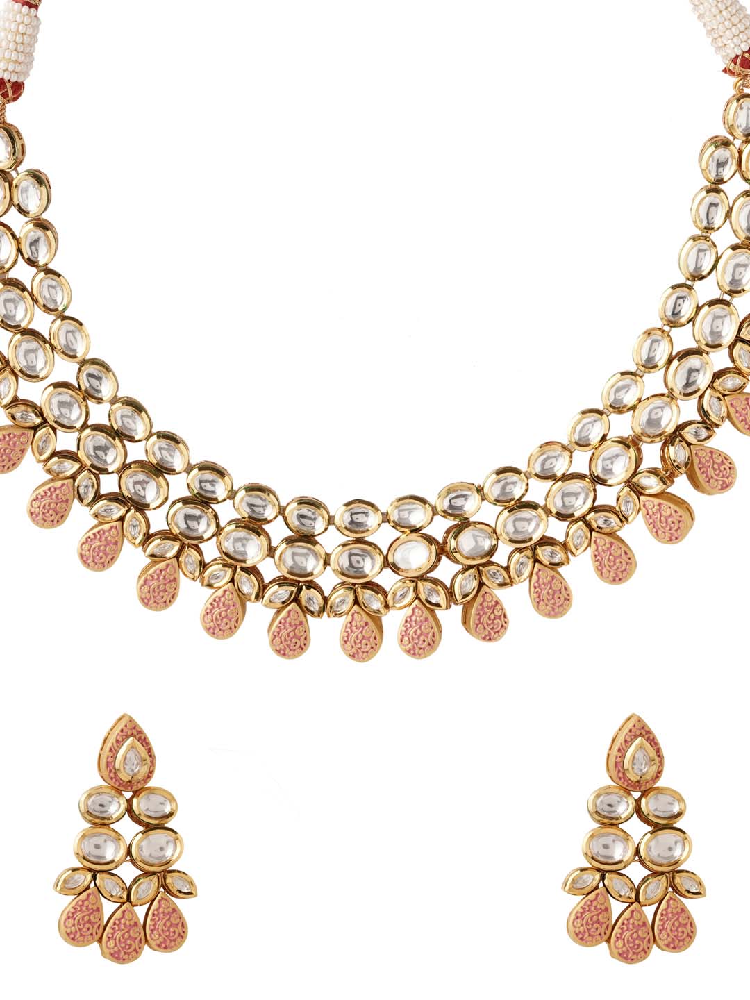 Floral Enamelled Traditional Necklace Set