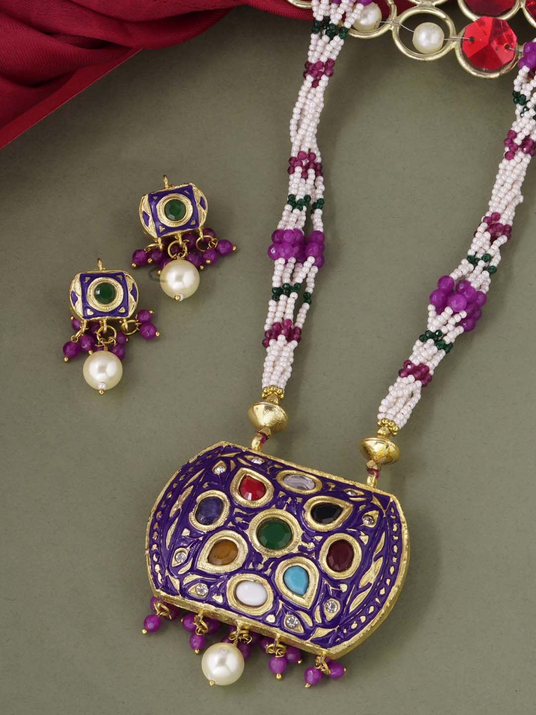 Traditional Enamelled Beaded Necklace Set