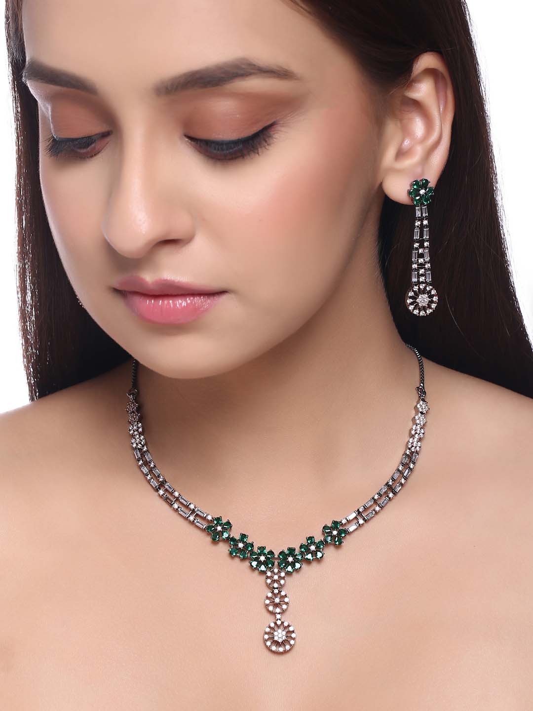 Floral Black Beauty Designer Necklace Set