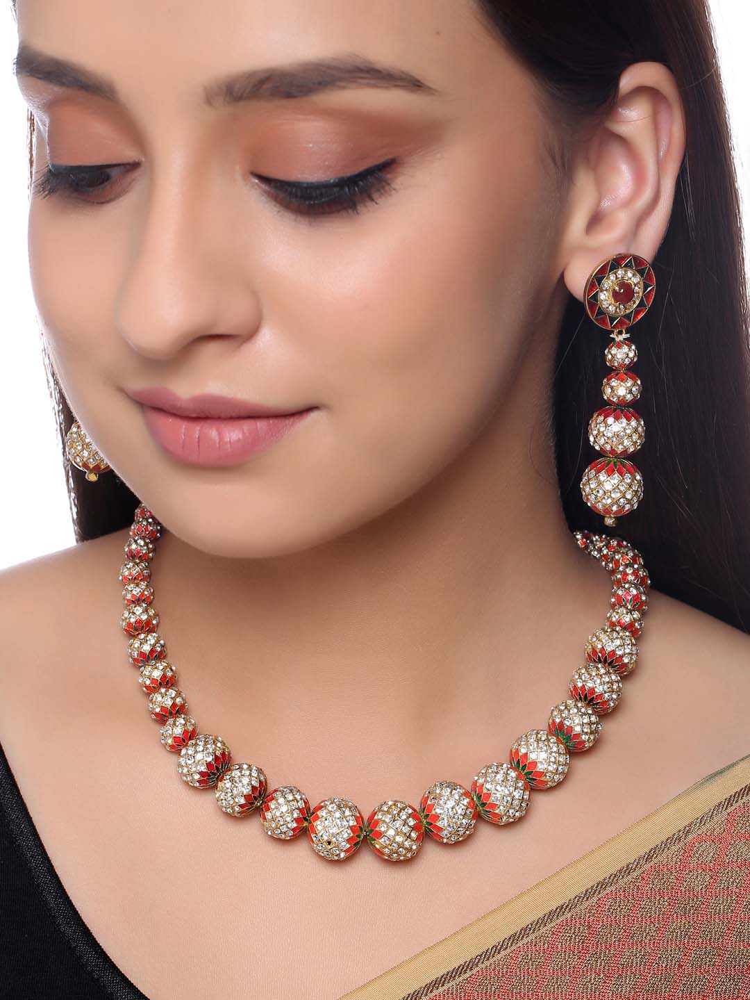 Traditional Enamelled Beaded NecklaceSet