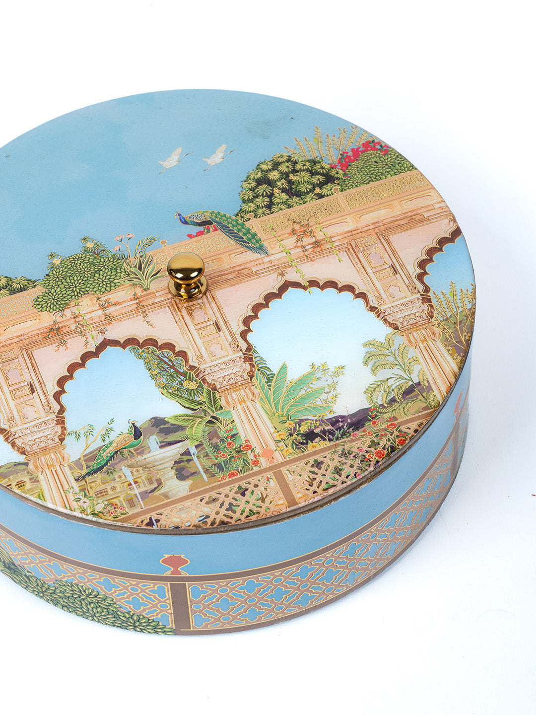 Jharoka Door Round Box With Acrylic