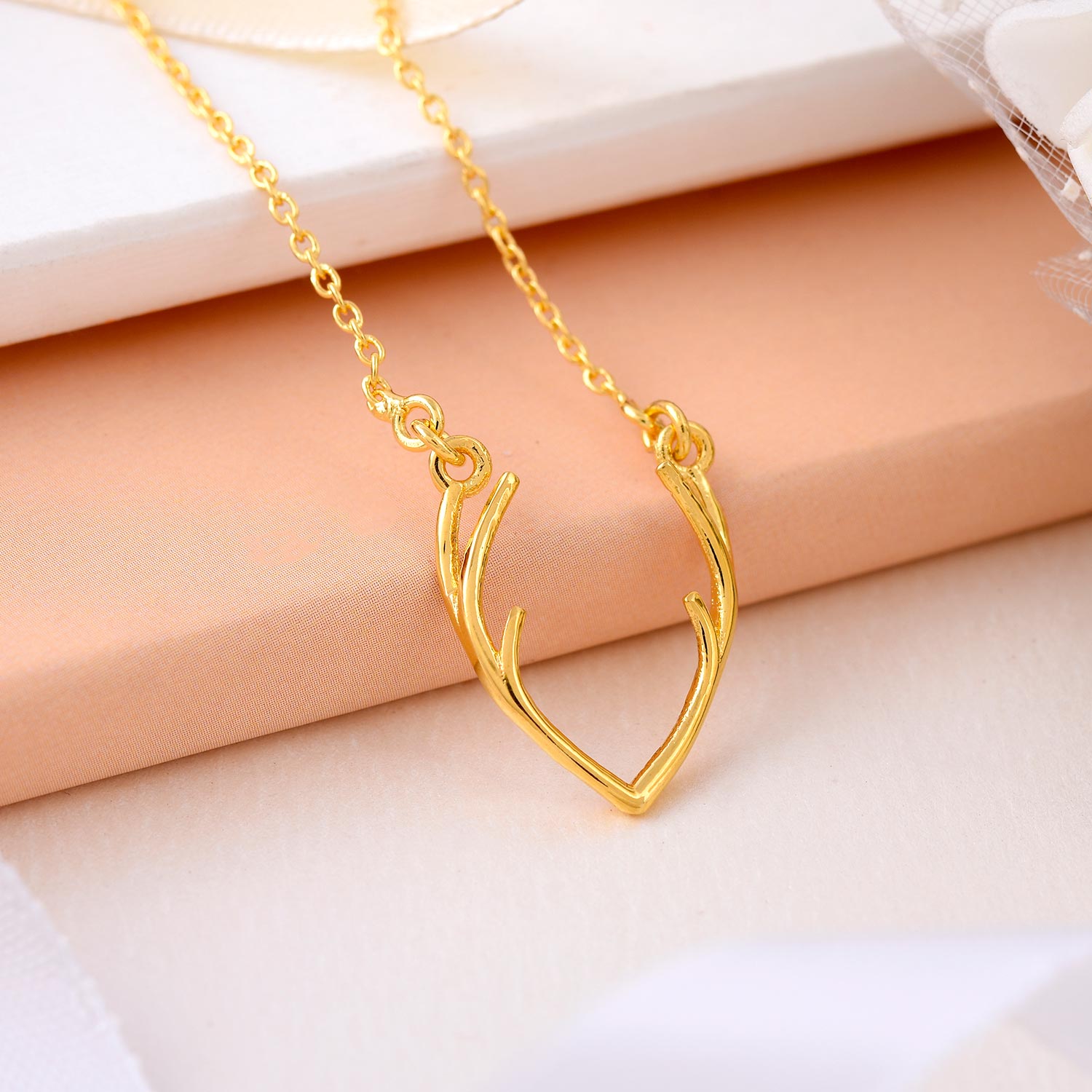 18 K Gold Plated Reindeer Origami Pendant