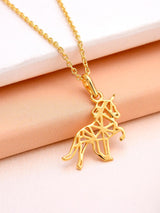 18K Gold Plated Horse Origami Pendant