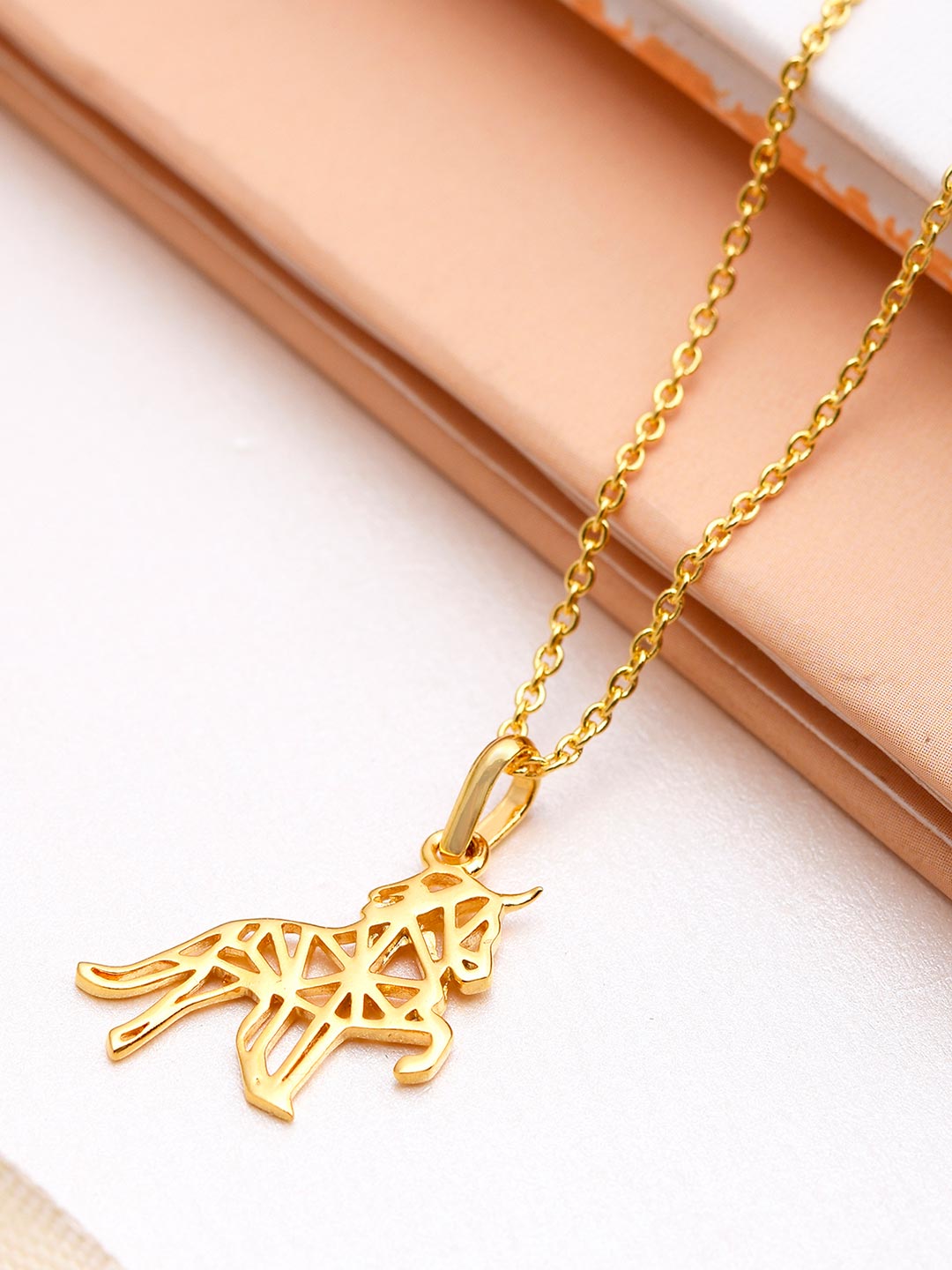 18K Gold Plated Horse Origami Pendant