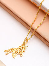18K Gold Plated Horse Origami Pendant