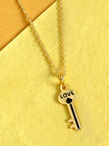 18 K Gold Plated Lock Key Love Pendant