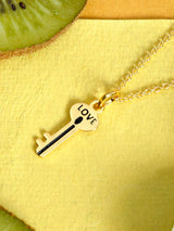 18 K Gold Plated Lock Key Love Pendant