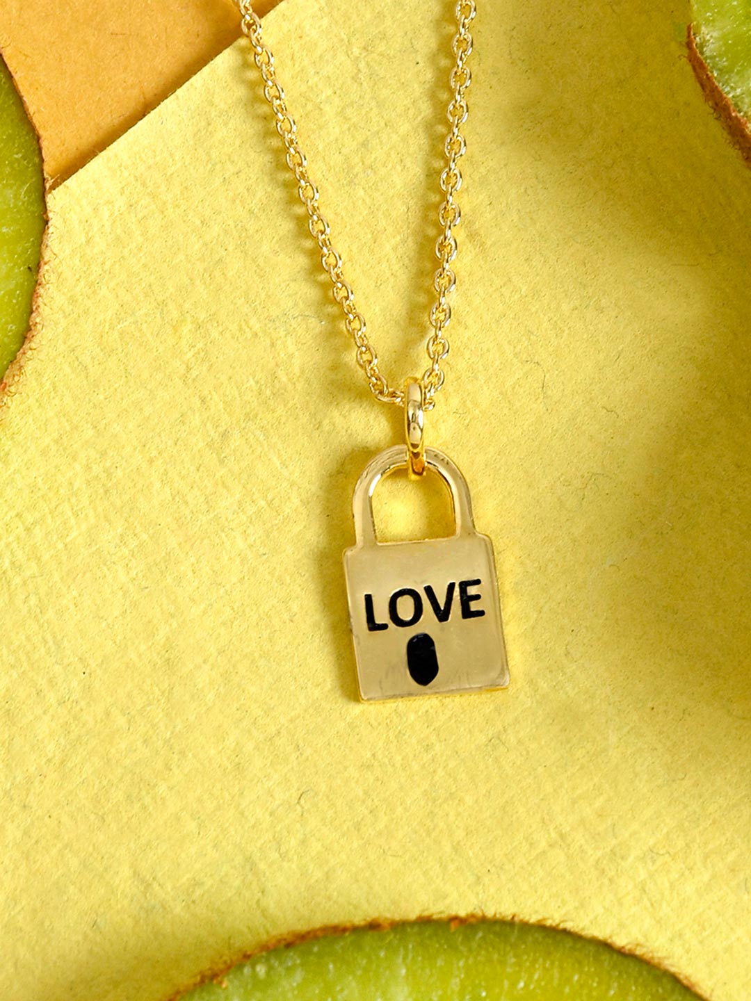 18 K Gold Plated Lock Key Love Pendant
