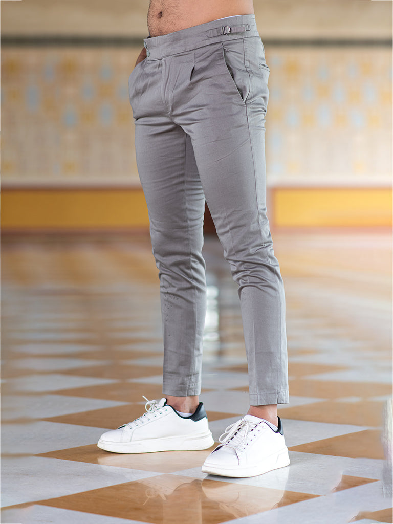 Grey Fusion Fit Mens Cotton Trouser - Tistabene