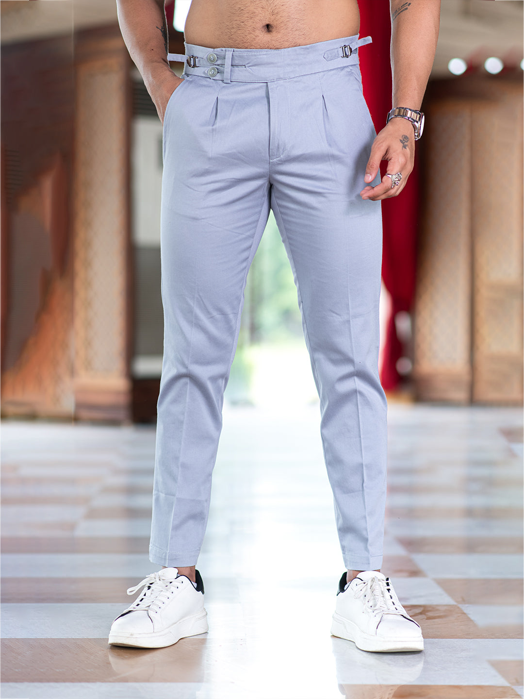 Buy Light Grey Fusion Fit Mens Cotton Trouser Online